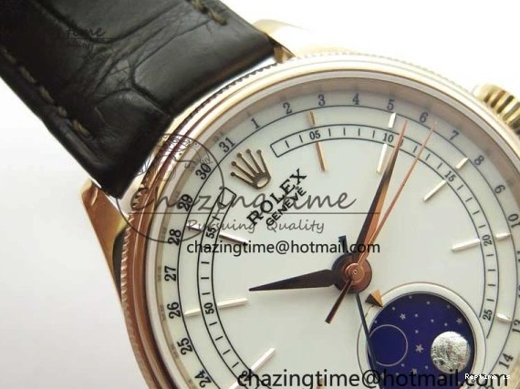 1229 Cellini 50535 Moonphase RG GMF Best Edition White Dial on Brown Leather Strap A Lightweight 2634